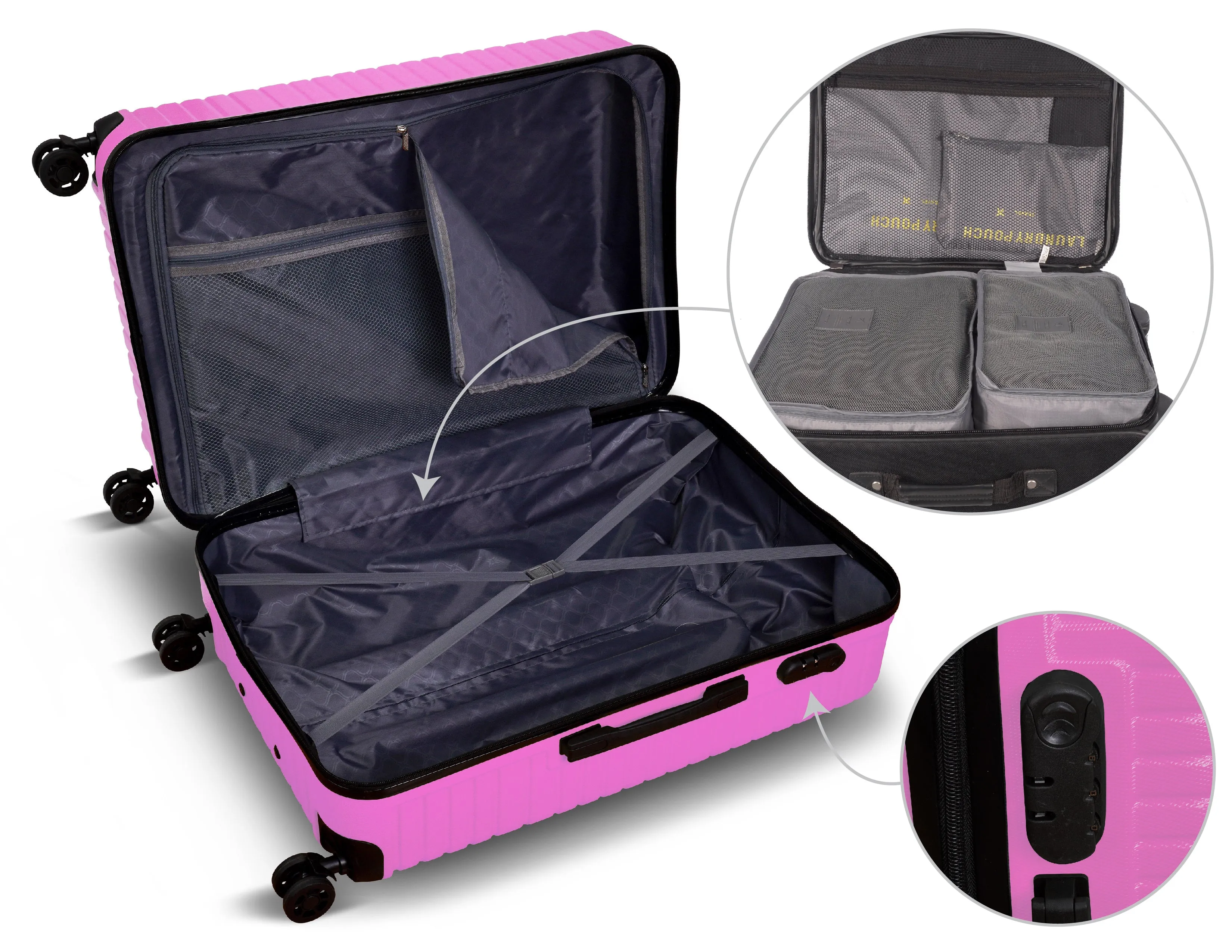 Nicci NICCI 3 Piece Luggage Set Lattitude Collection w/ Luggage Organizer