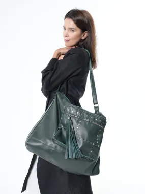 Oversized Slouchy Tote Bag In Green