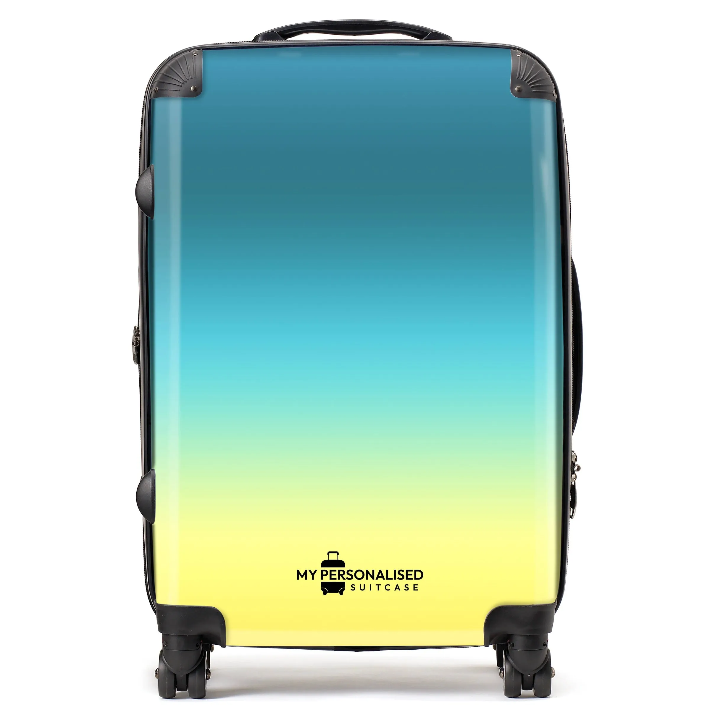 Personalised Yellow and Blue Ombre Gradient Suitcase