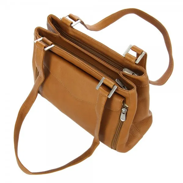 Piel Leather Double Compartment Shoulder Bag