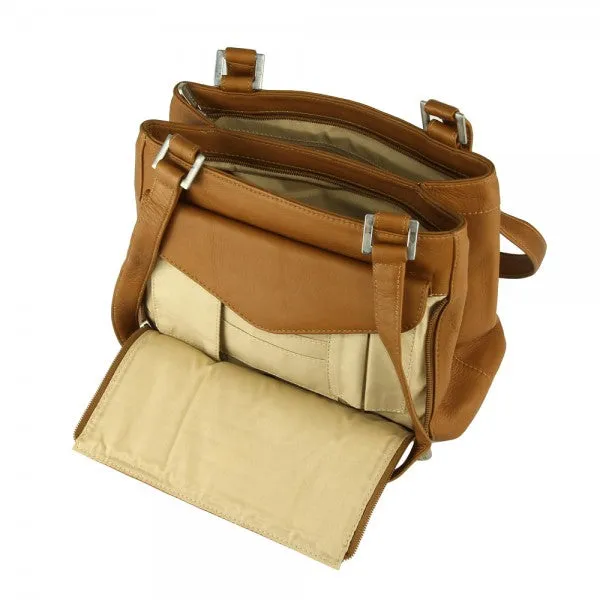 Piel Leather Double Compartment Shoulder Bag