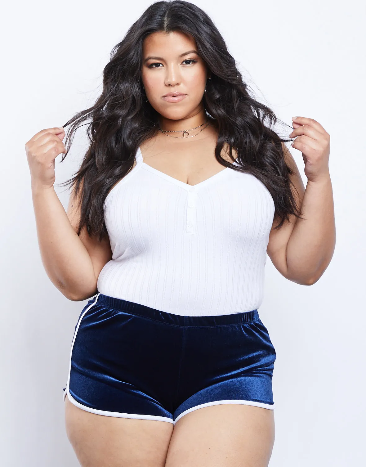 Plus Size Velvet Dolphin Shorts