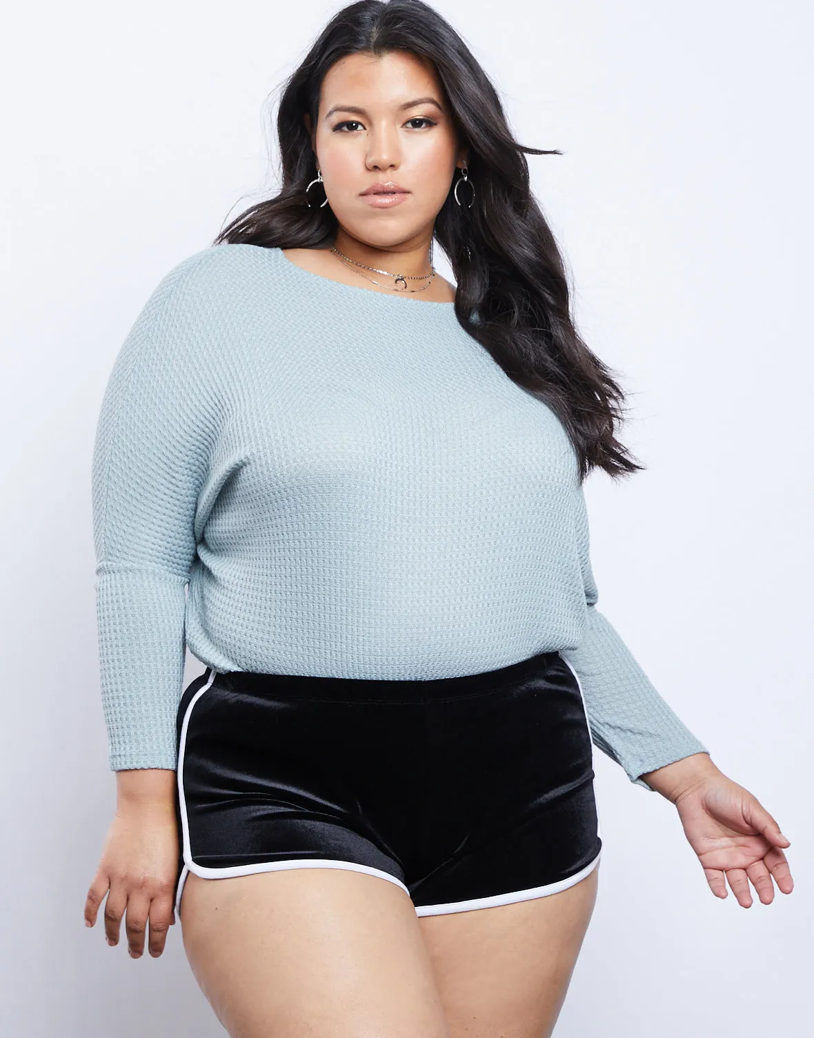 Plus Size Velvet Dolphin Shorts