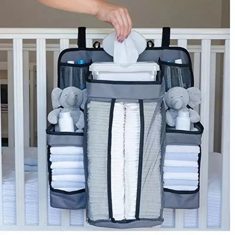 Portable Baby Bed Hanging Storage Bag, Diaper Stacker and Crib Organizer, Infant Crib Bedding Set Organizer, Baby Crib Storage Bag, Diaper Hanging Multifunctional Care Sorting Case