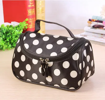 QICAI.YANZI neceser Dot Cosmetic Bag Lady Travel Organizer Accessory Toiletry Zipper 2017 Hot Sale Makeup Bag Holder Bag S386