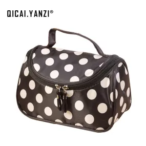 QICAI.YANZI neceser Dot Cosmetic Bag Lady Travel Organizer Accessory Toiletry Zipper 2017 Hot Sale Makeup Bag Holder Bag S386