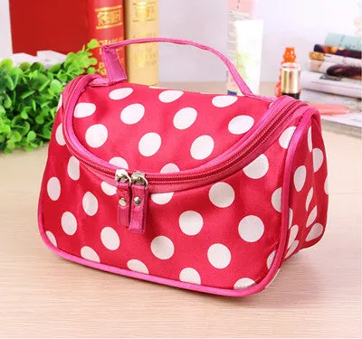 QICAI.YANZI neceser Dot Cosmetic Bag Lady Travel Organizer Accessory Toiletry Zipper 2017 Hot Sale Makeup Bag Holder Bag S386