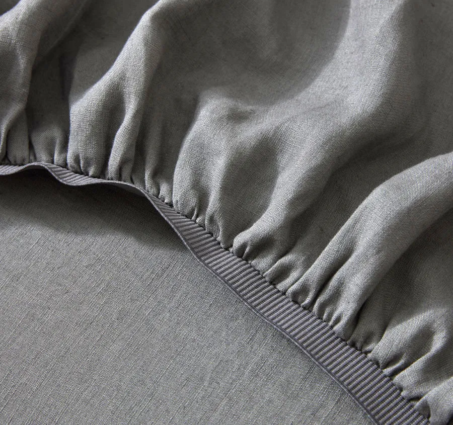 Ravello Linen Fitted or Flat Sheet Range Charcoal