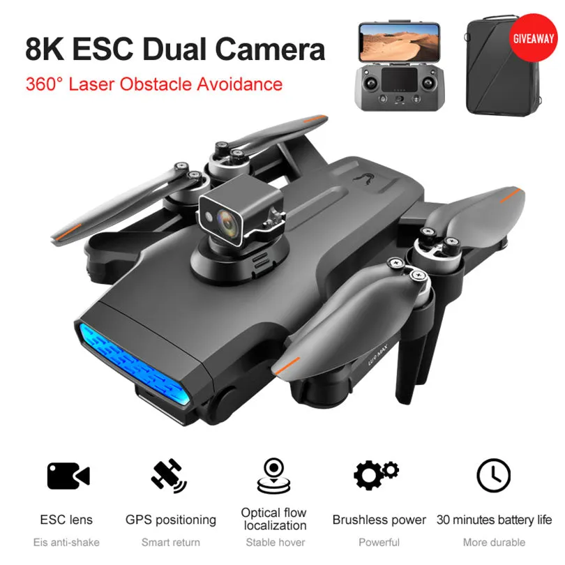 RC Drone LU9 Max GPS 8K Drone Dual HD Camera Brushless Motor Obstacle Avoidance Foldable Quadcopter Toys