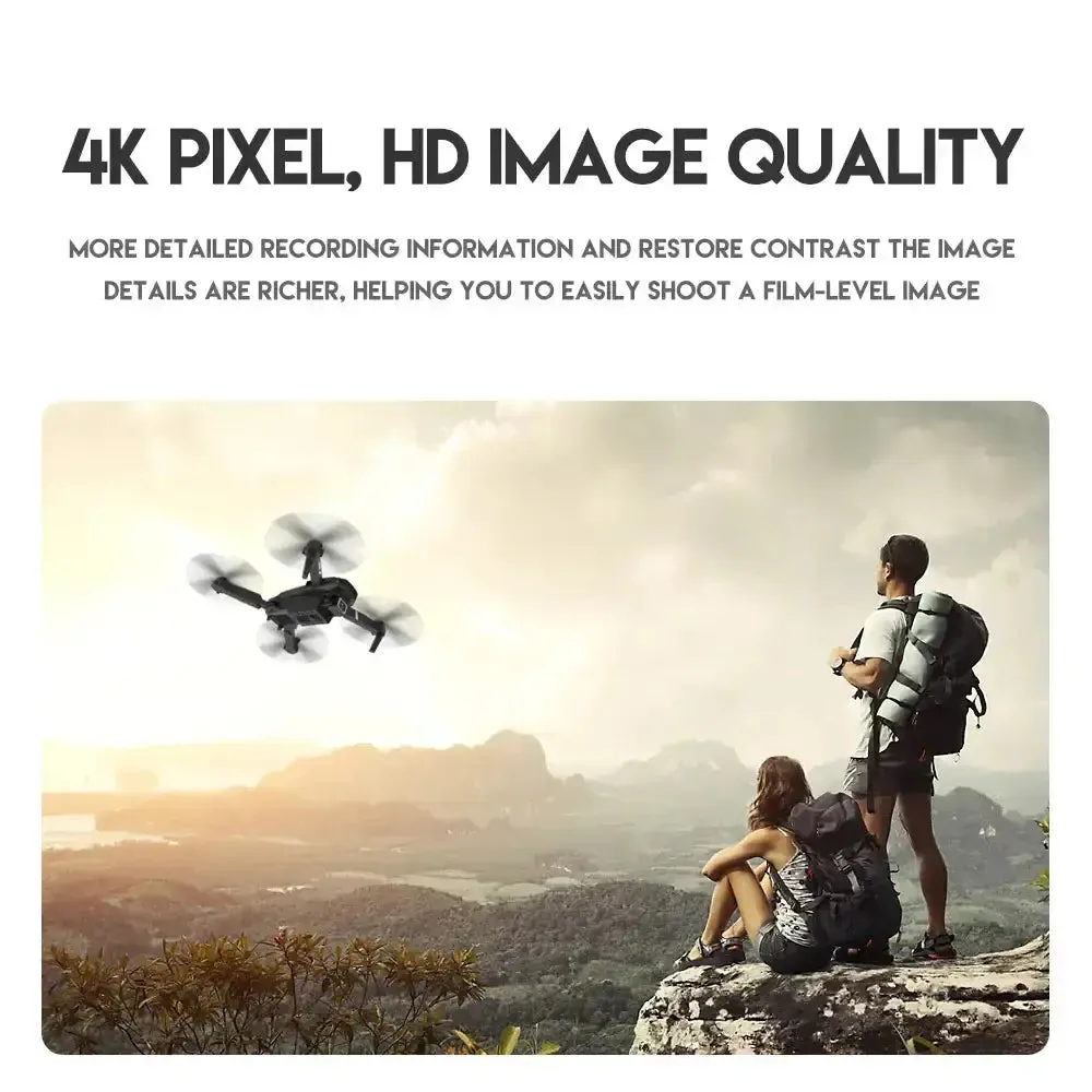 RC Drone With 4K HD Dual Camera WiFi FPV Foldable Quadcopter  4 Batteries