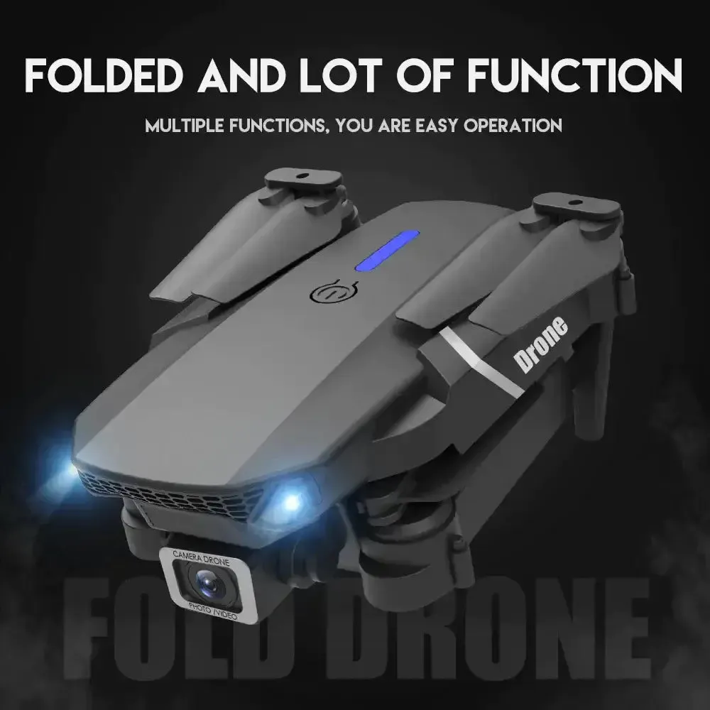 RC Drone With 4K HD Dual Camera WiFi FPV Foldable Quadcopter  4 Batteries