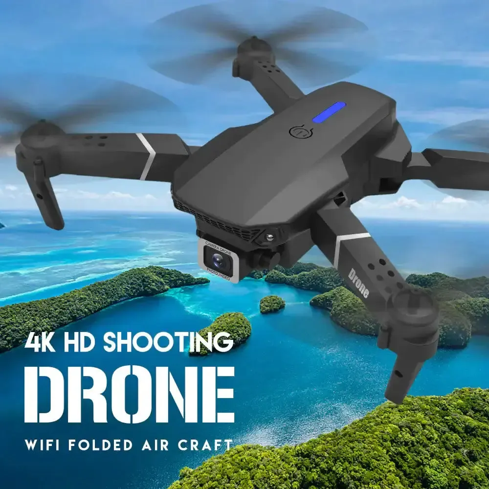 RC Drone With 4K HD Dual Camera WiFi FPV Foldable Quadcopter  4 Batteries