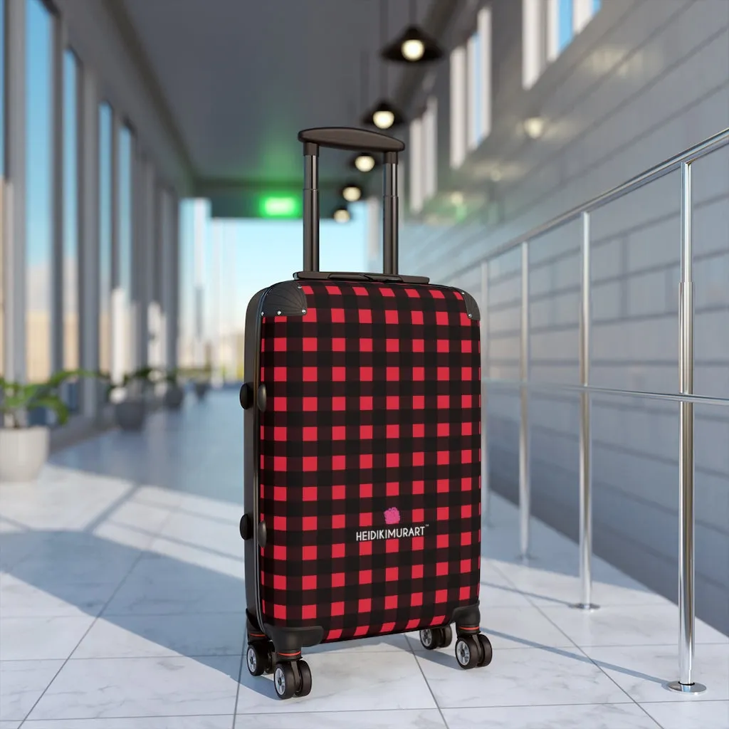 Red Buffalo Plaid Cabin Suitcase, Plaid Printed Carry On Luxury Best Luggage For Men or Women