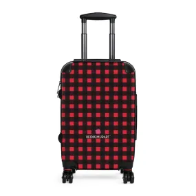 Red Buffalo Plaid Cabin Suitcase, Plaid Printed Carry On Luxury Best Luggage For Men or Women