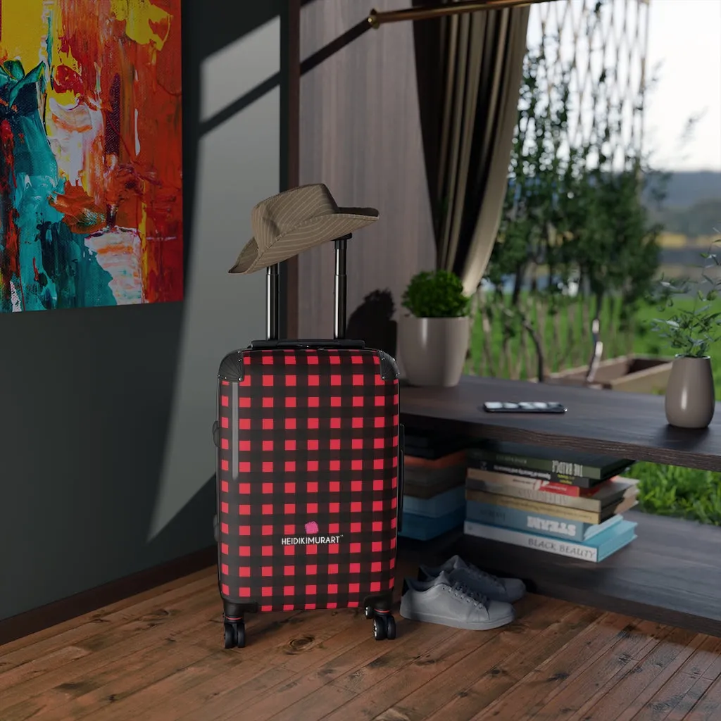 Red Buffalo Plaid Cabin Suitcase, Plaid Printed Carry On Luxury Best Luggage For Men or Women