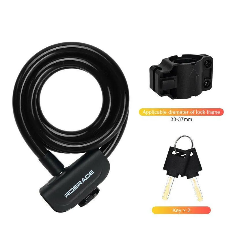 RIDERACE Bicycle Cable Lock Mountain Bike Portable Anti-theft Ring Lock High Security For Scooter Electric E-Bike Road Cycling