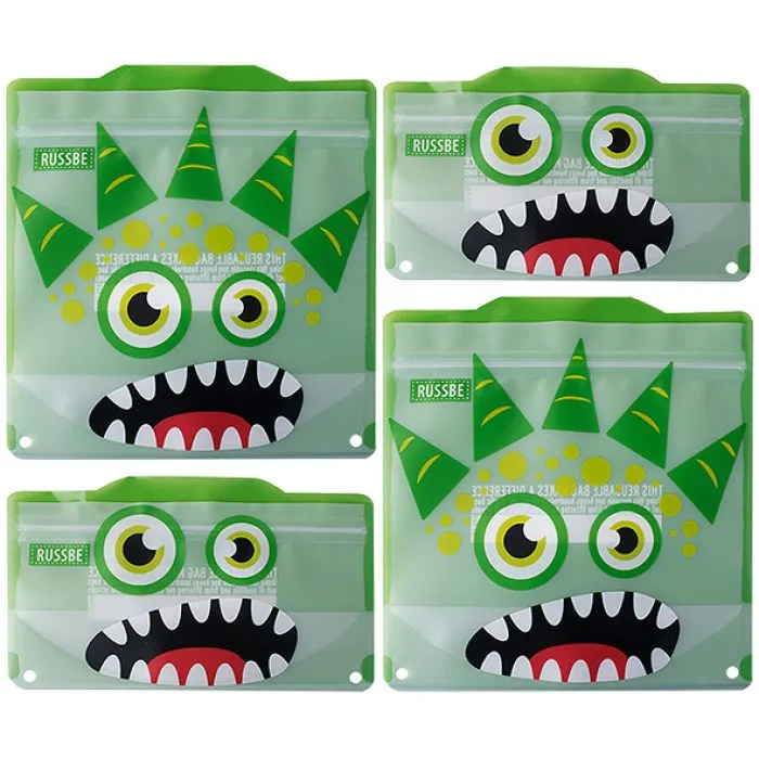 Russbe Snack & Sandwich Bags 4pk - Green Monster