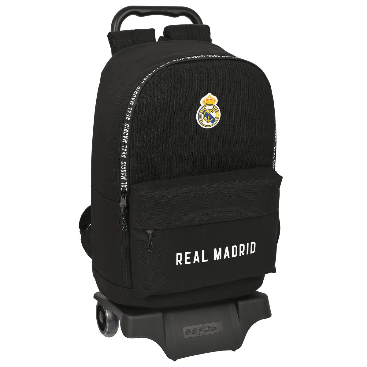 School Rucksack with Wheels Real Madrid C.F. Corporativa Black 31 x 47 x 15 cm