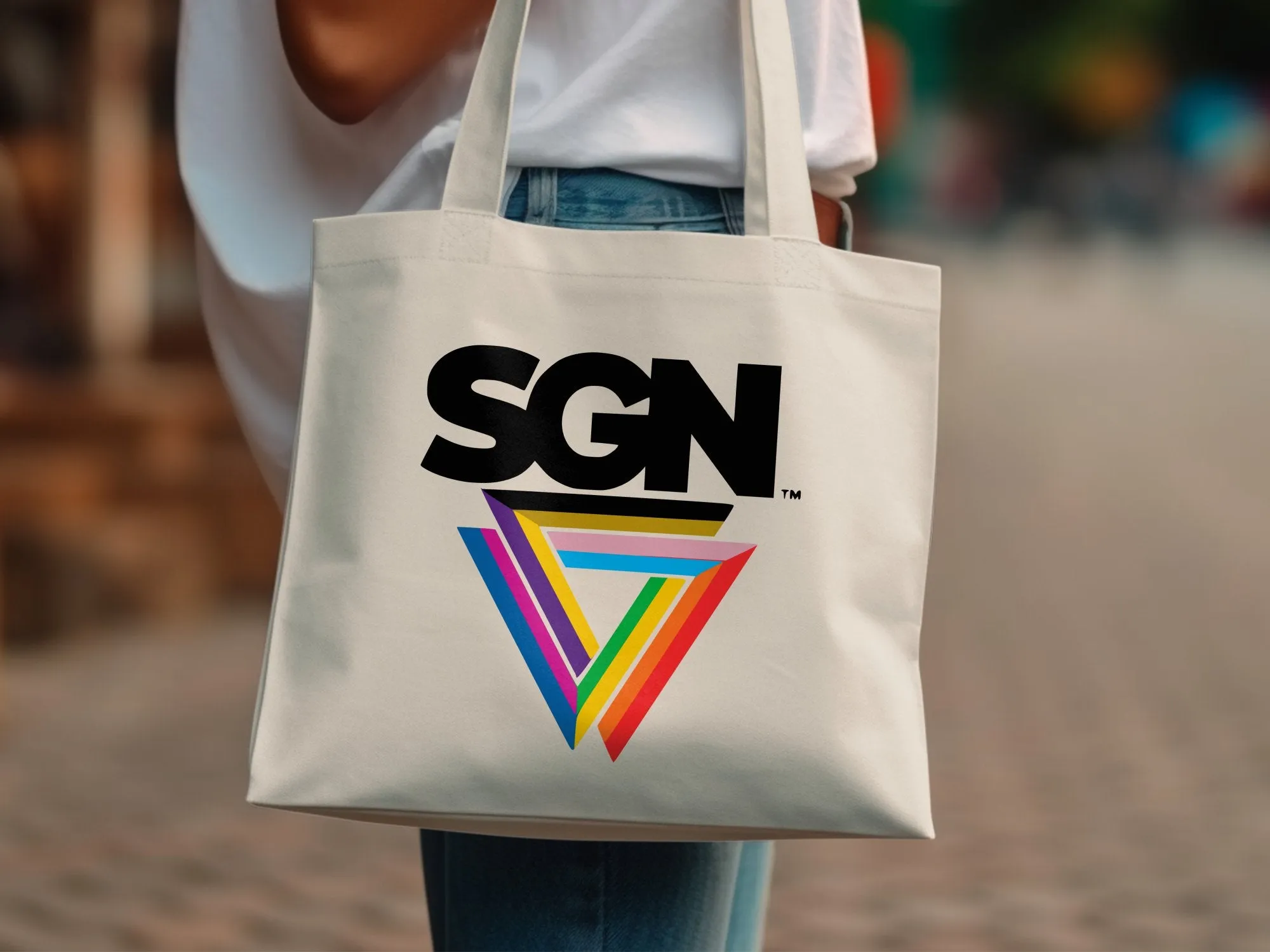 SGN Rainbow Logo SGN Tote Bag, Eco Conscious Seattle Gay News Book or Grocery Tote