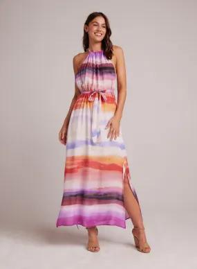 Smocked Waist Halter Midi Dress - Canyon Stripe Print