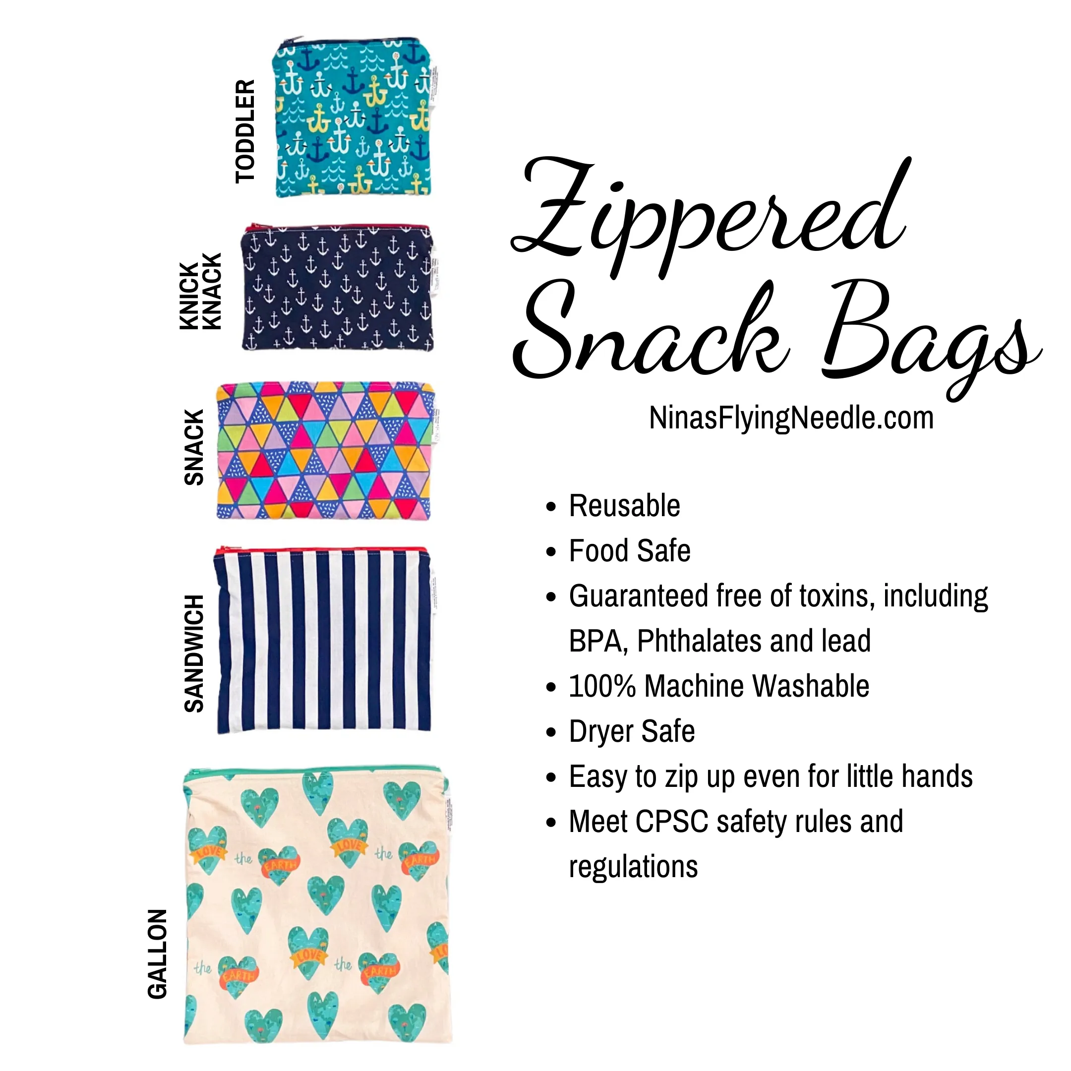 Snack Sized Reusable Zippered Bag Plaid