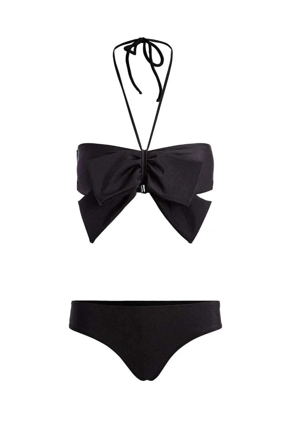 Solid Strapless Bikini With Knot