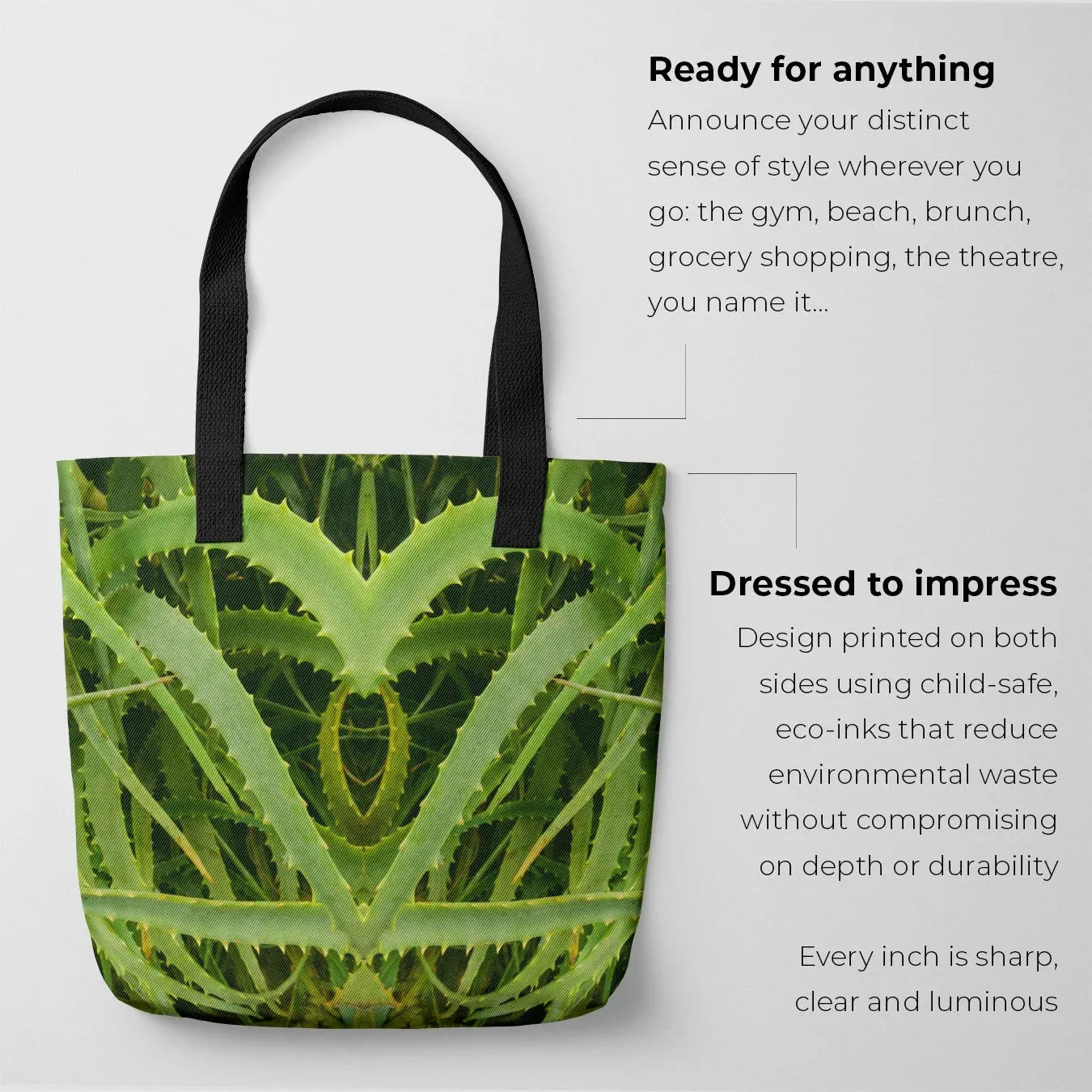 Spiked - Aloe Vera Botanical Op Art Shopping Tote