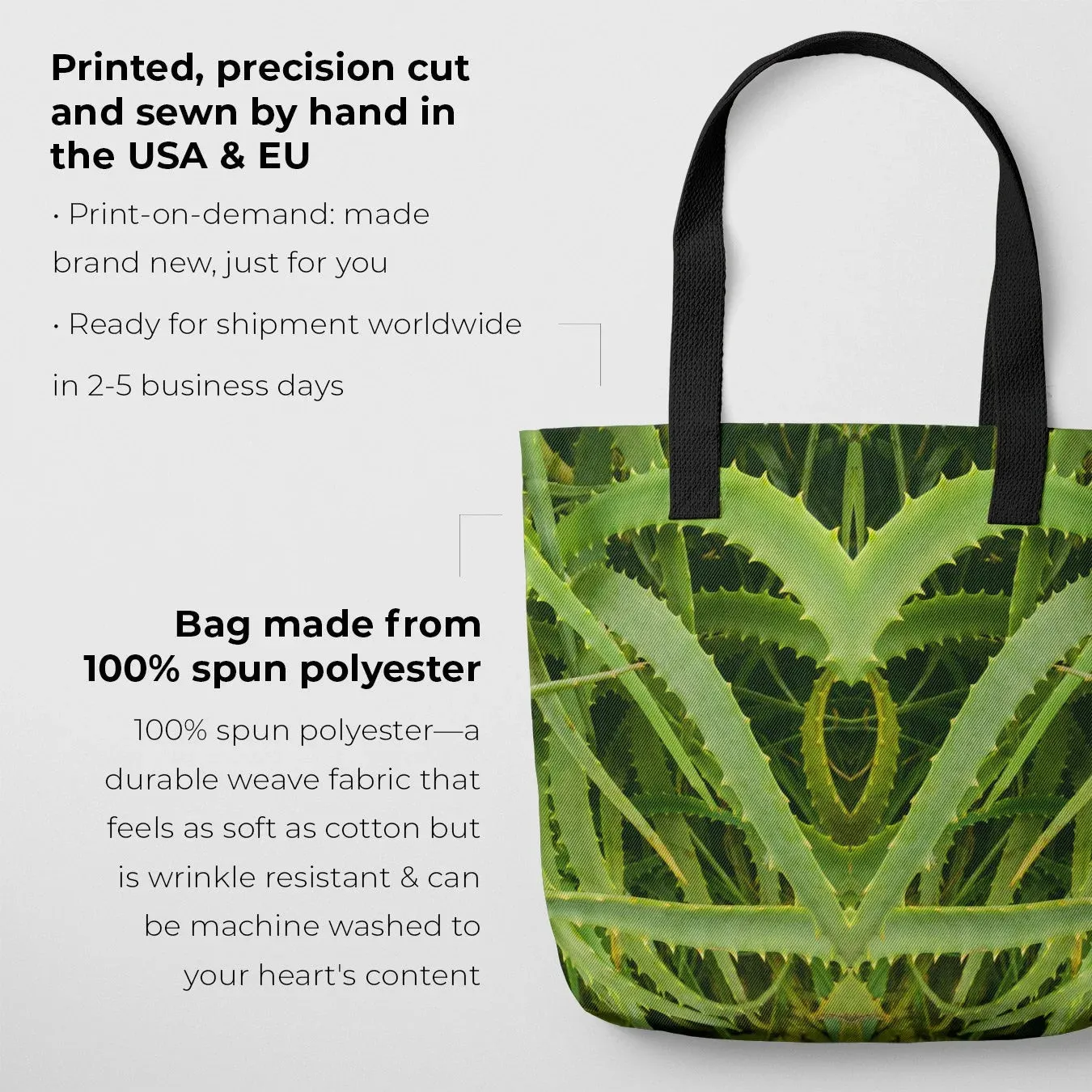 Spiked - Aloe Vera Botanical Op Art Shopping Tote