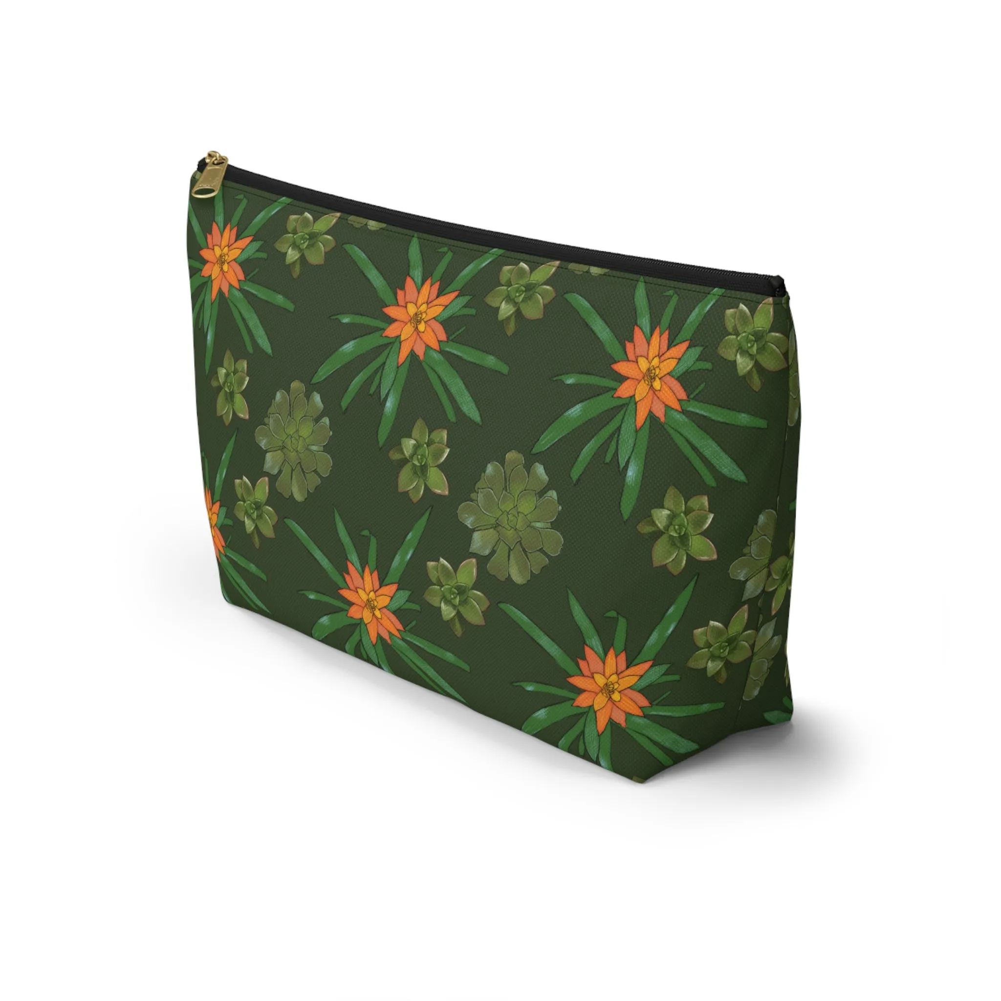 Succulent Pattern Accessory Pouch w T-bottom Makeup Bag