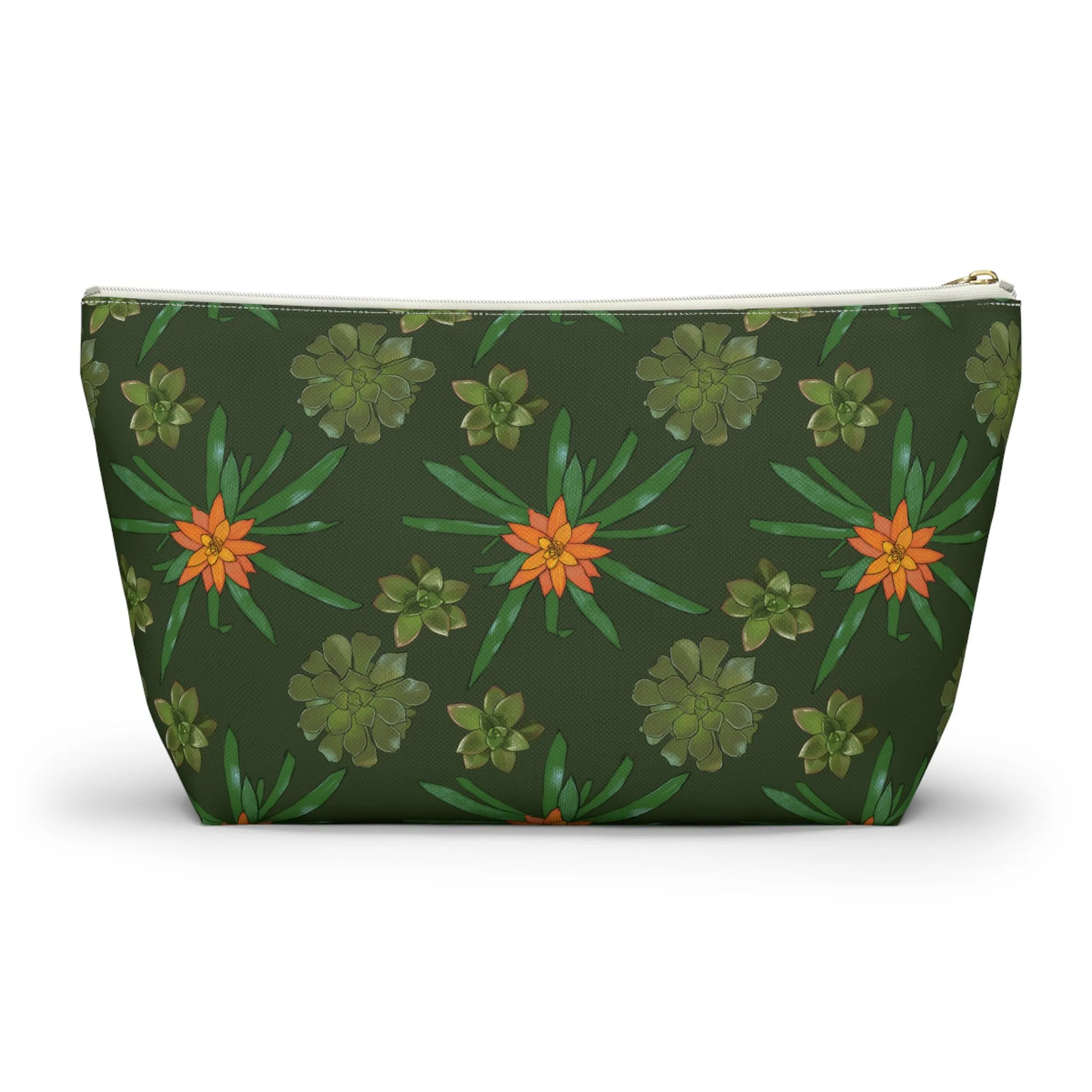 Succulent Pattern Accessory Pouch w T-bottom Makeup Bag