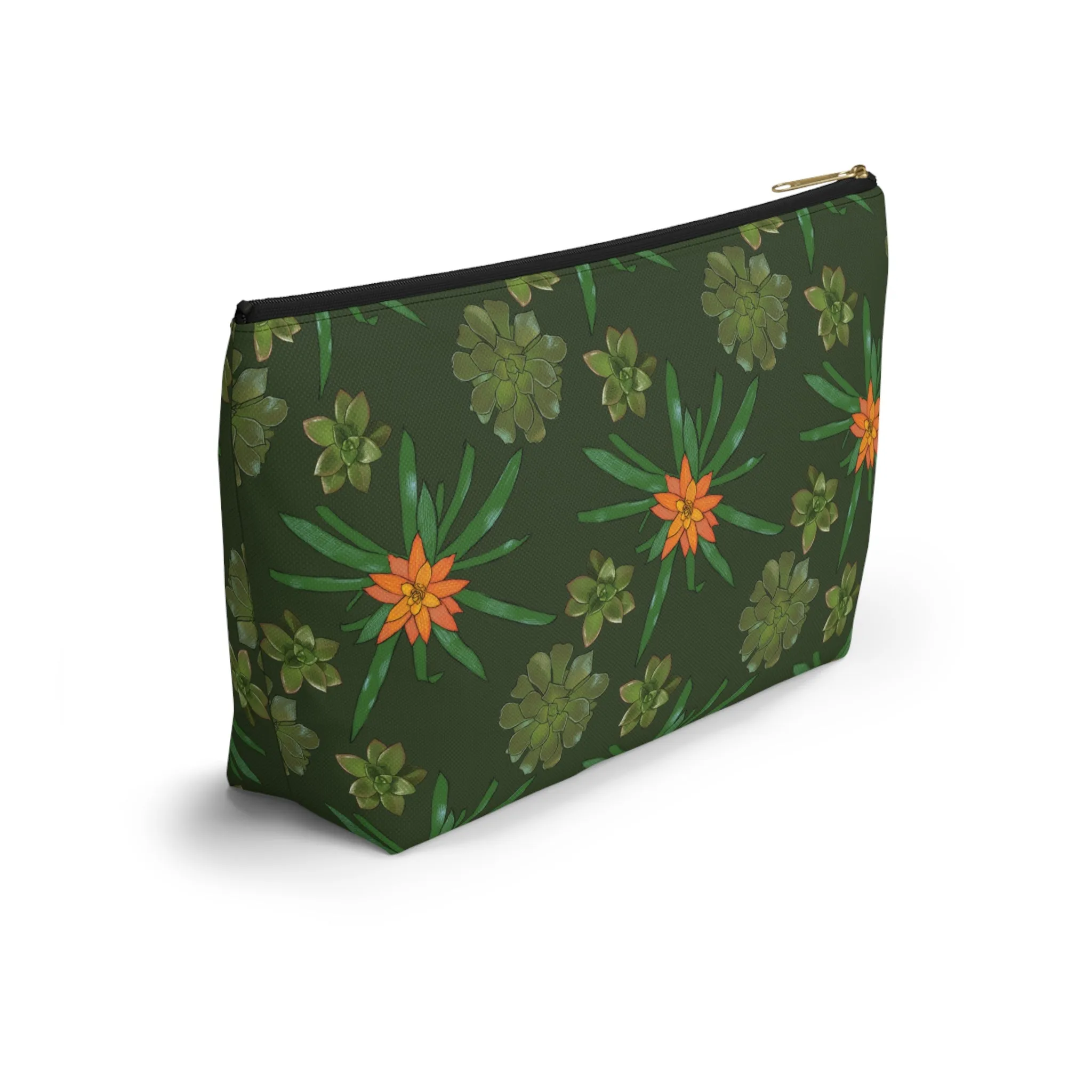 Succulent Pattern Accessory Pouch w T-bottom Makeup Bag