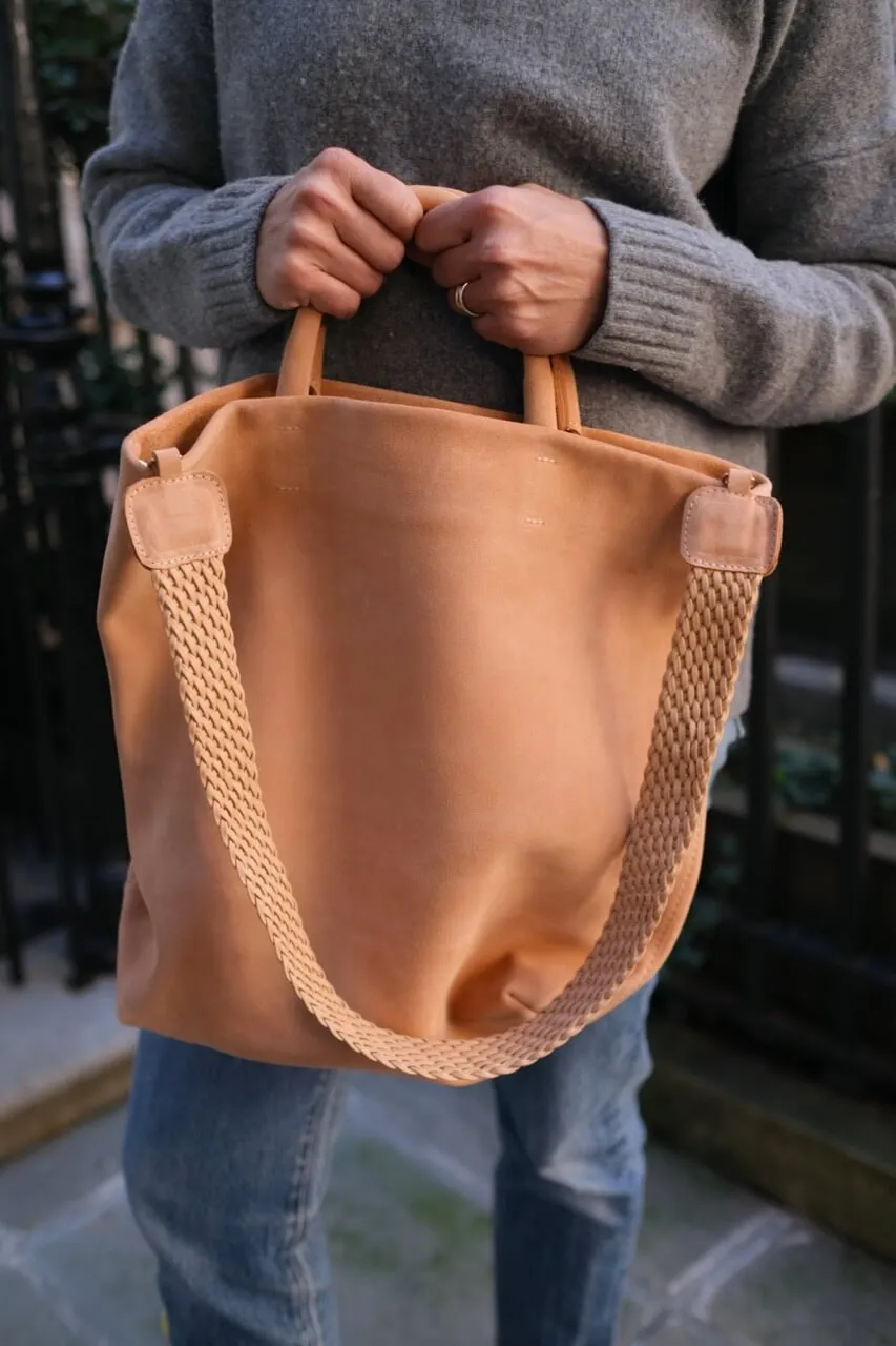 Suede Tote, Ballet Pink