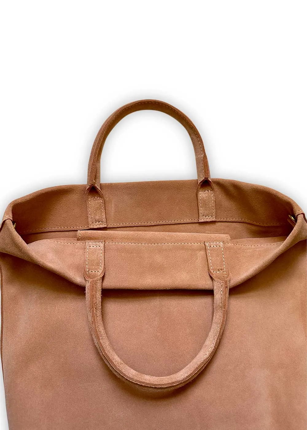 Suede Tote, Ballet Pink