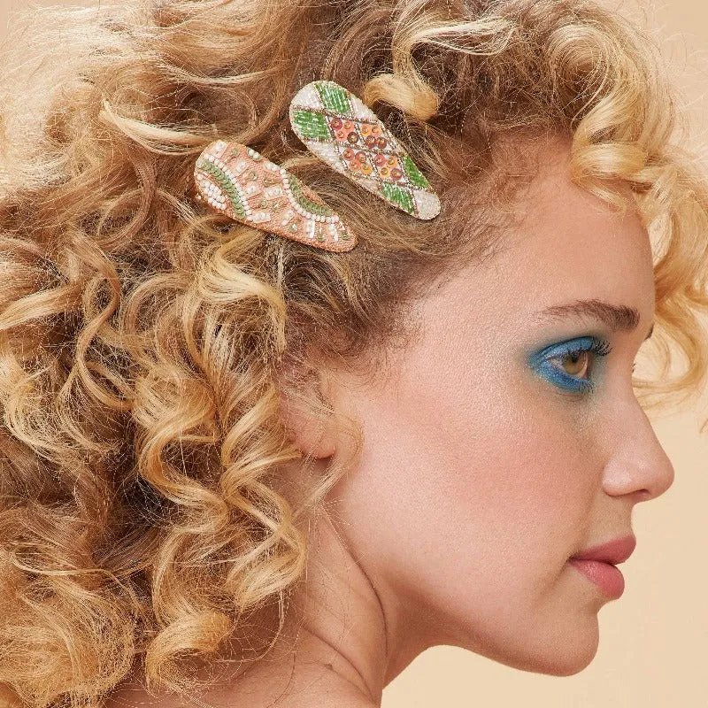 Sunny & Check Jewelled Hair Clip Set