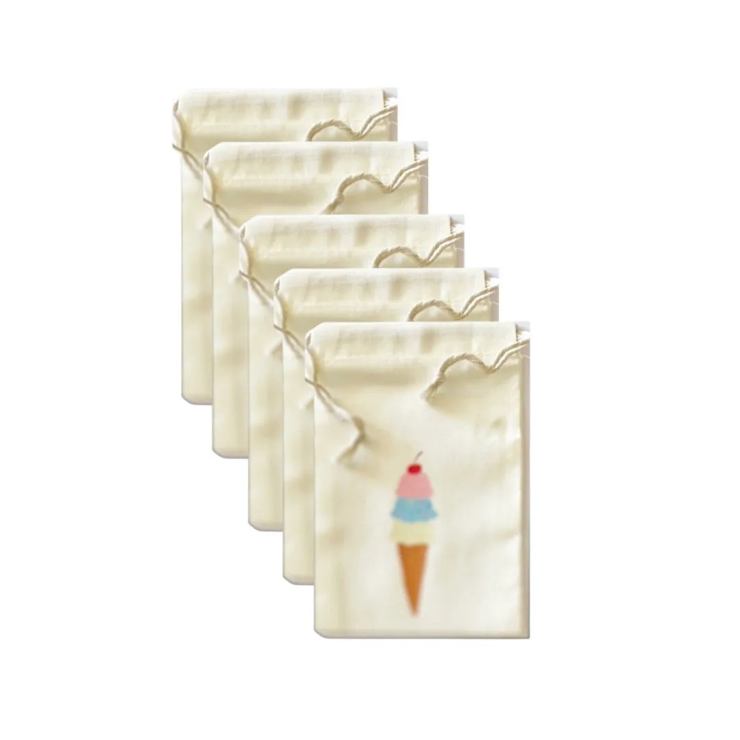 Sweet Icecream Calico Party Favour Bags - Pack of 5