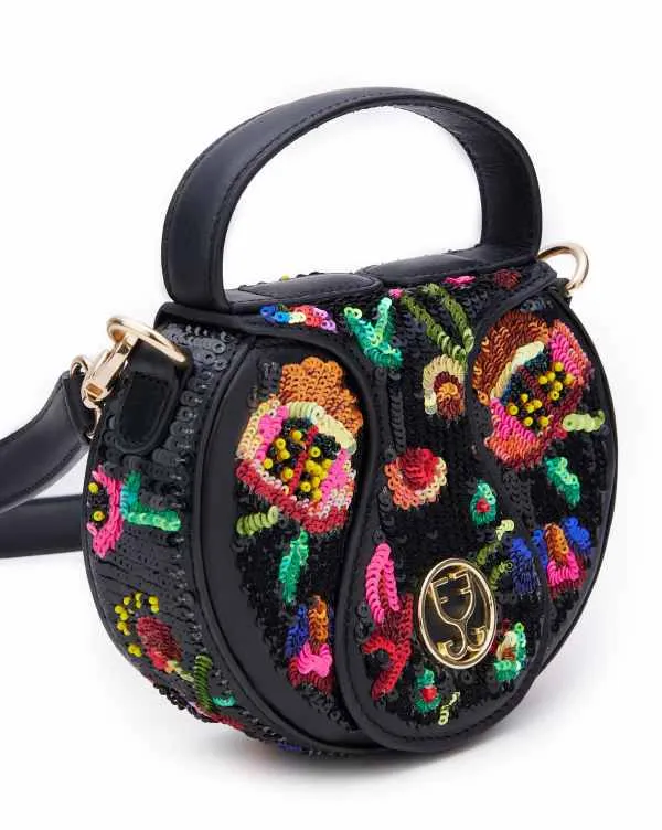 The Micro Bag Leather : Black (With Sequins Embroidery)