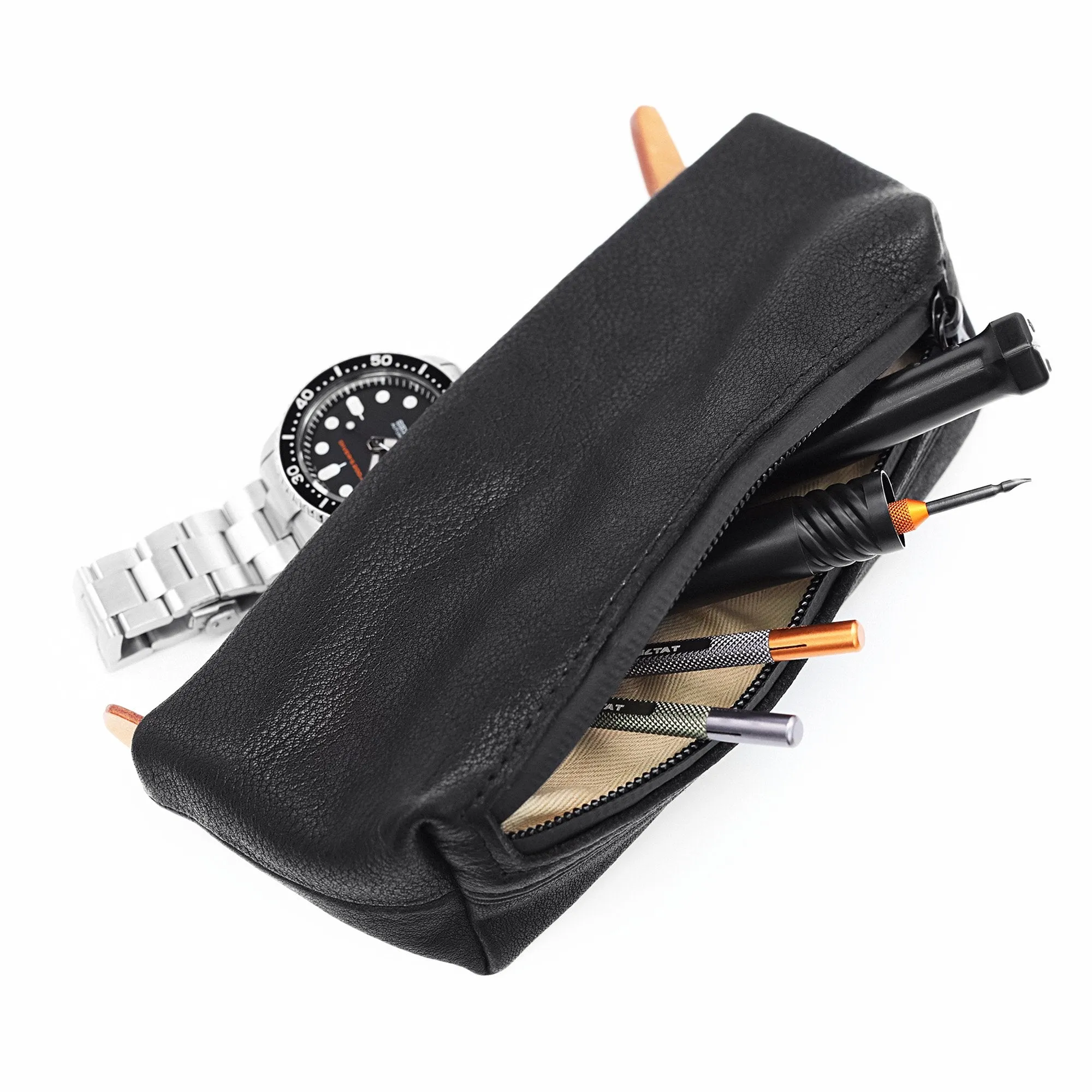 Travel Zip Leather watch pouch, Portable watch tools multi storage