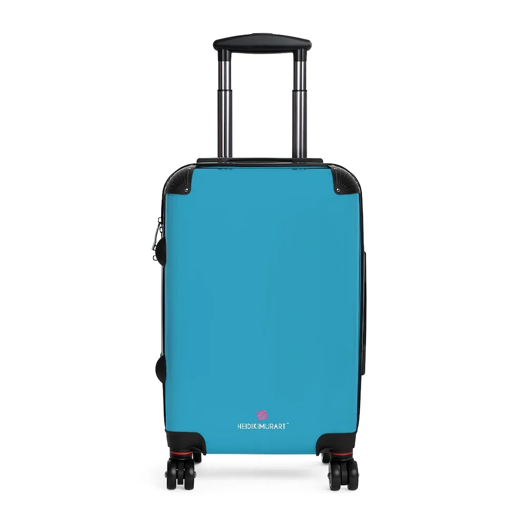 Turquoise Blue Solid Color Suitcases, Modern Simple Minimalist Designer Suitcase Luggage (Small, Medium, Large)