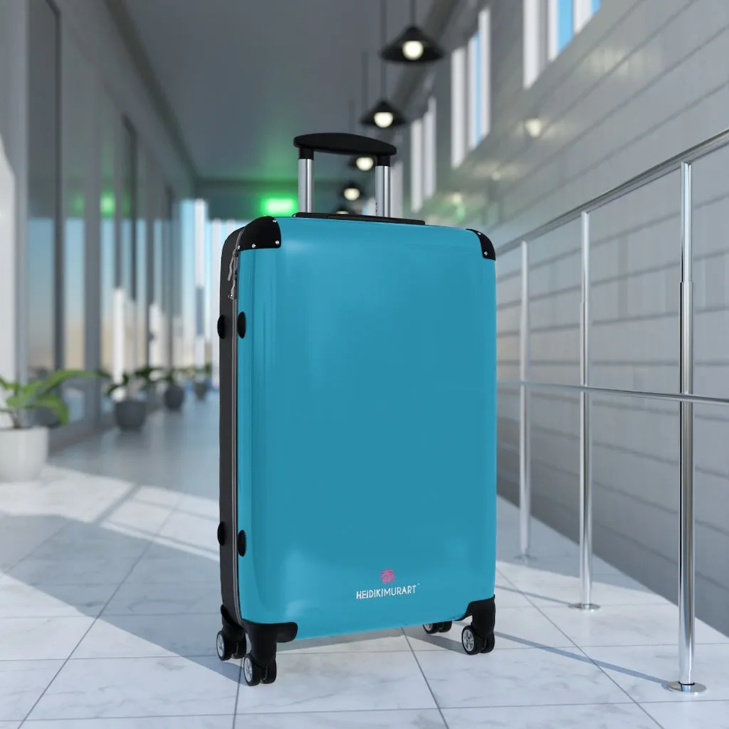 Turquoise Blue Solid Color Suitcases, Modern Simple Minimalist Designer Suitcase Luggage (Small, Medium, Large)