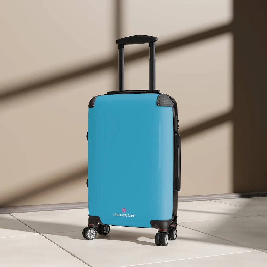 Turquoise Blue Solid Color Suitcases, Modern Simple Minimalist Designer Suitcase Luggage (Small, Medium, Large)