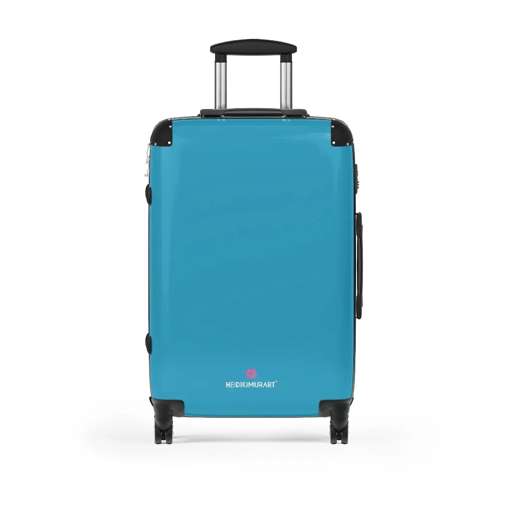 Turquoise Blue Solid Color Suitcases, Modern Simple Minimalist Designer Suitcase Luggage (Small, Medium, Large)