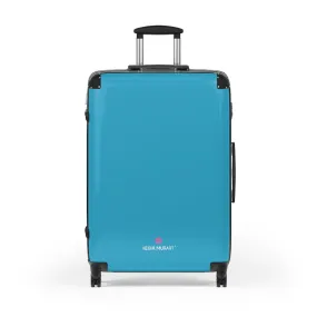 Turquoise Blue Solid Color Suitcases, Modern Simple Minimalist Designer Suitcase Luggage (Small, Medium, Large)