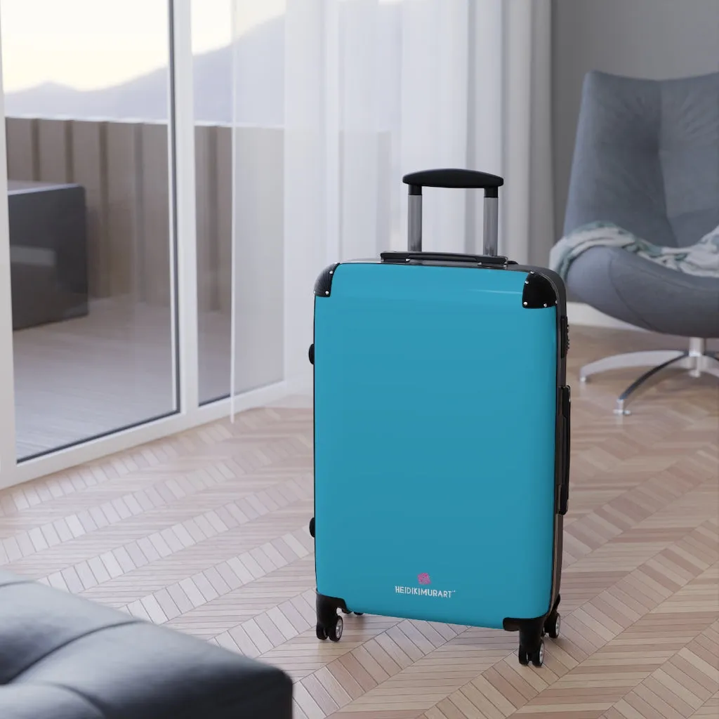 Turquoise Blue Solid Color Suitcases, Modern Simple Minimalist Designer Suitcase Luggage (Small, Medium, Large)