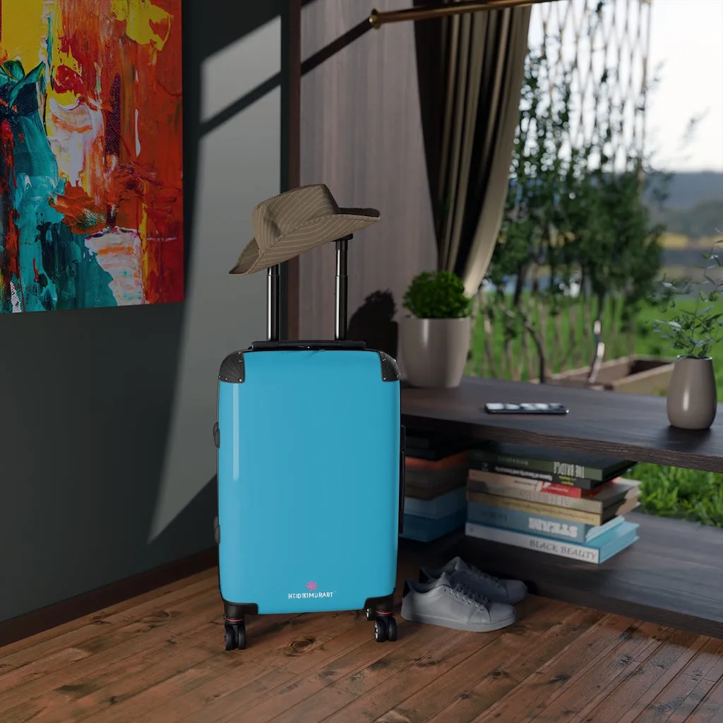 Turquoise Blue Solid Color Suitcases, Modern Simple Minimalist Designer Suitcase Luggage (Small, Medium, Large)