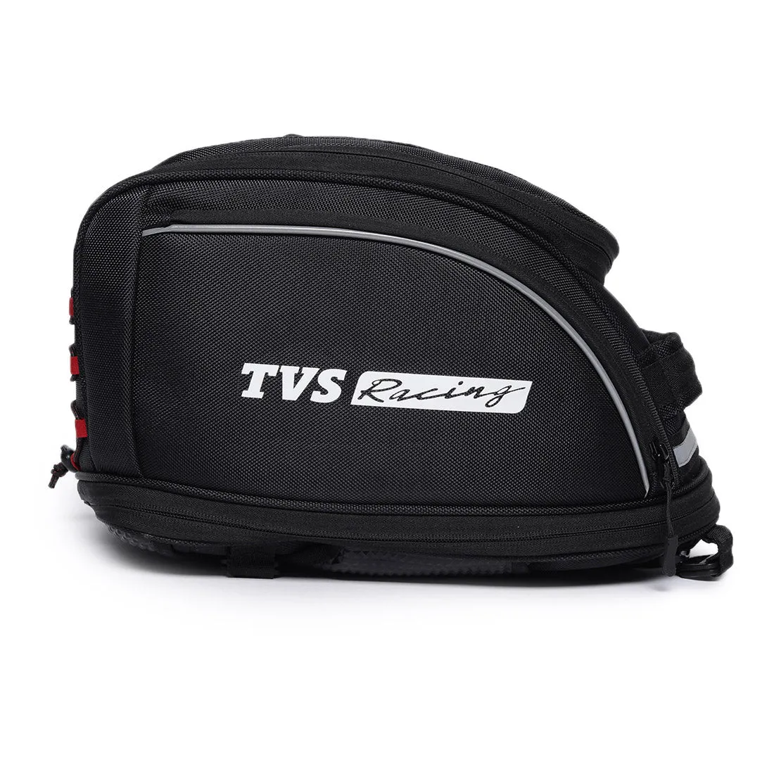 TVS Racing Universal Tank Bag for Riders, 26L Expandable Volume, Compatible with All Motorcycles (Fiber & Metal Tanks), Convertible Backpack, Weather Resistant, Glove Storage, Touch Friendly Mobile Pocket for Bikers