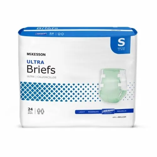 Unisex Adult Incontinence Brief McKesson Ultra Tab Closure Small Disposable Heavy Absorbency Count of 1 By McKesson