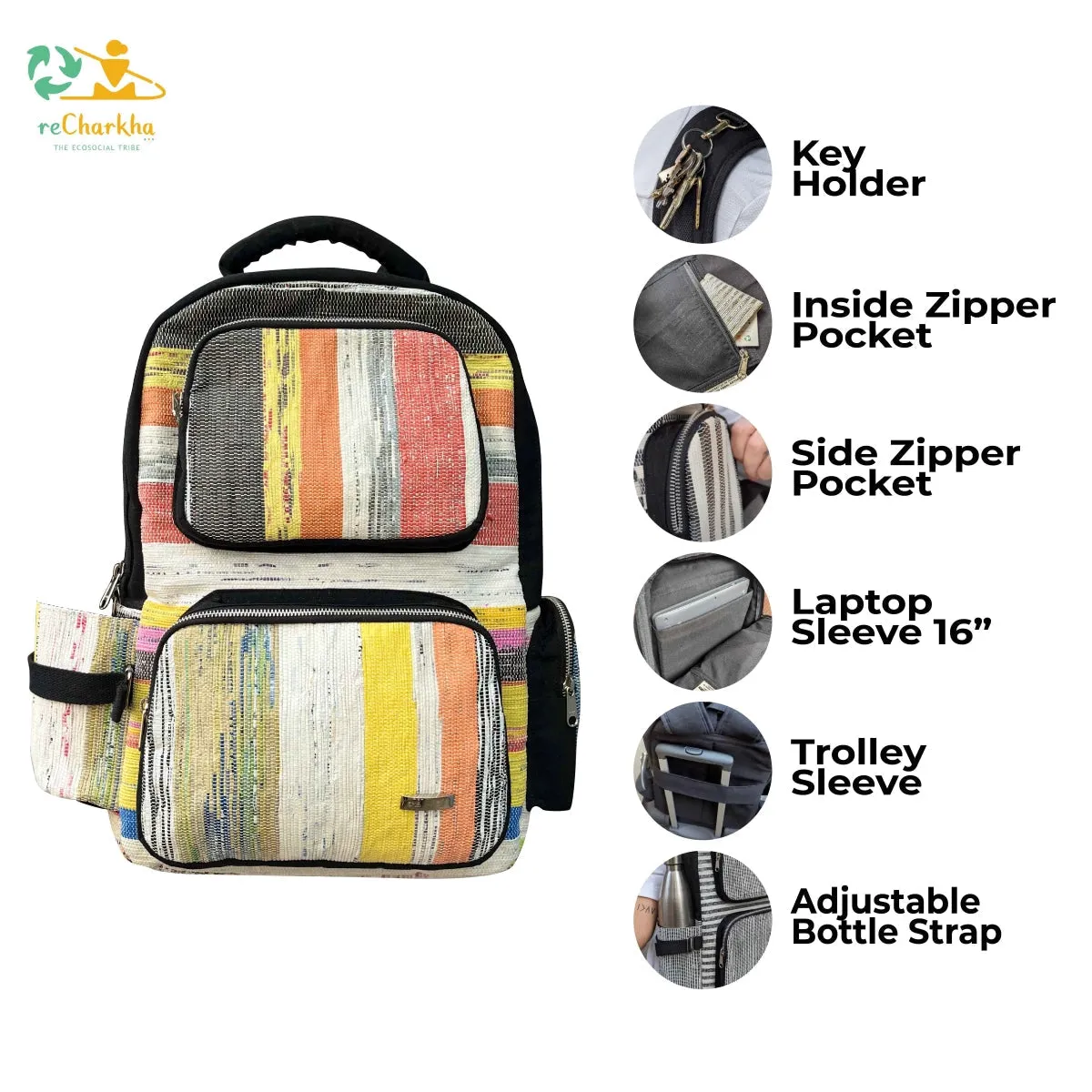 Upcycled Handwoven Commuter Backpack (CBP0324-118)