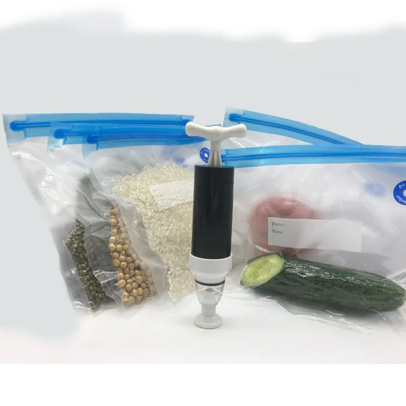 Vacuum Sealer Vacuum bags For Food Storage With Pump Reusable Food Packages Kitchen Organizer(Containing 5pcs bags) Vacuum pump