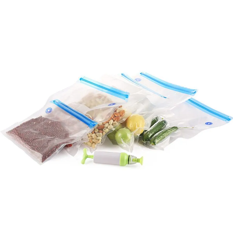 Vacuum Sealer Vacuum bags For Food Storage With Pump Reusable Food Packages Kitchen Organizer(Containing 5pcs bags) Vacuum pump