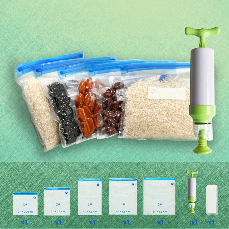 Vacuum Sealer Vacuum bags For Food Storage With Pump Reusable Food Packages Kitchen Organizer(Containing 5pcs bags) Vacuum pump